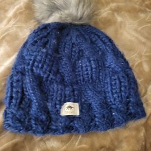 Cozy Blue Knit Kids Beanie with Pom Pom